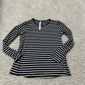 Lululemon Athletica Black and White Striped Long Sleeve Top